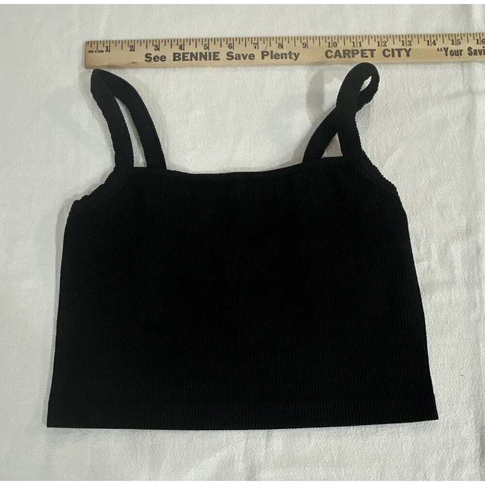 Colsie Black Ribbed Knit Stretch Square Neck Spaghetti Strap Cami XL 0223